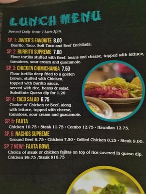 Menu photo 3 Javier's Mexican Grill Chipley, FL Menu photo 3 Javier's Mexican Grill Chipley, FL
