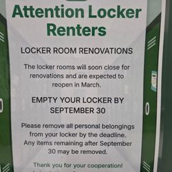 Lake Jackson Recreation Center - Robin should spend less time making signs and putting them in each locker and more time planning and scheduling expedited upgrades.