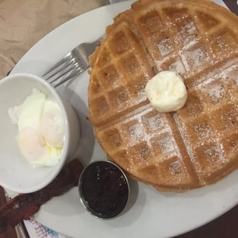 First Watch - Trifecta! Waffle, poached egg (perfectly cooked) and extra crispy bacon. - Breakfast & Brunch Near Me - Independence, Missouri