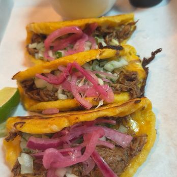 La Chancla Mexican Grill - 3 Queso Birria Tacos with consume. - Mexican Near Me - Long Beach, California