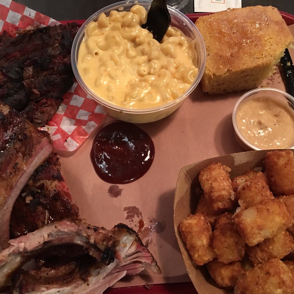 Boneheads BBQ - Rib plus meat combo with brisket, tater tots and mac & cheese - Southern Near Me - Halifax, Nova Scotia Boneheads BBQ - Rib plus meat combo with brisket, tater tots and mac & cheese - Southern Near Me - Halifax, Nova Scotia