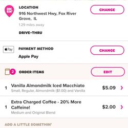 Dunkin' - My total would have been $2 cheaper if I checked out through the app