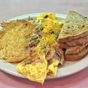 Juke Box Diner - Annandale - A The Works omelette, hash browns, and rye toast. Delicious! - Diners Near Me - Annandale, Virginia Juke Box Diner - Annandale - A The Works omelette, hash browns, and rye toast. Delicious! - Diners Near Me - Annandale, Virginia