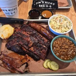 Jim 'N Nick's Bar-B-Q in Marietta, Georgia 3 meat combo. Jim 'N Nick's Bar-B-Q in Marietta, Georgia 3 meat combo.