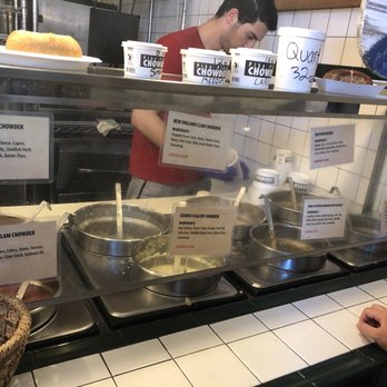 Pike Place Chowder - All the flavors on 9/2/2018 - original New England Clam Chowder was our fave, I thought the Smoked Salmon Chowder was delish too. - Seafood Near Me - Seattle, Washington