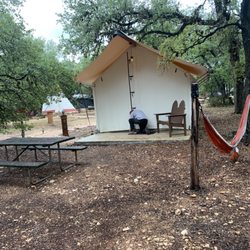 Mystic Quarry Resort - These safari tents are nice and would meet my needs if I was staying with one able bodied friend