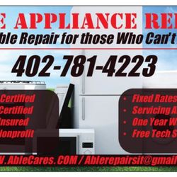 Able Appliance Repair - Call, text, or email to schedule today!