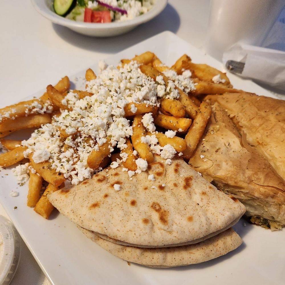 Mad Greek Grill - Spanakopata with Greek fries - Greek Near Me - High Point, North Carolina Mad Greek Grill - Spanakopata with Greek fries - Greek Near Me - High Point, North Carolina