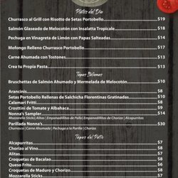 Nonna's Pizza A Leña - Menu