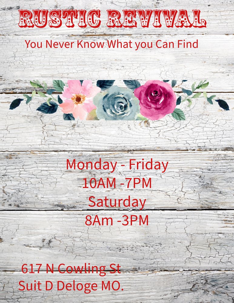 RUSTIC REVIVAL Updated April 2024 617 Cowling Ave, Desloge, Missouri Thrift Stores Phone