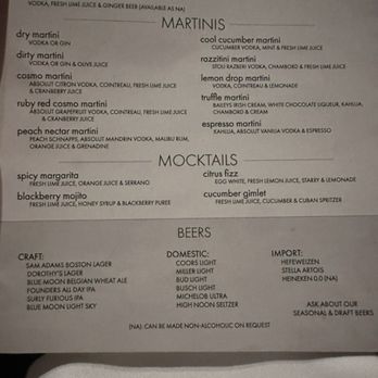 Montage - Mocktail menu - Wine Bars Near Me - Cedar Falls, Iowa