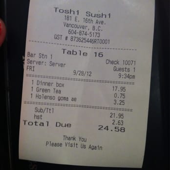 Toshi Sushi - They charge for tea!??? - Sushi Bars Near Me - Vancouver, British Columbia Toshi Sushi - They charge for tea!??? - Sushi Bars Near Me - Vancouver, British Columbia