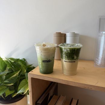 Amai - Left - banana cream matcha Right - mango sticky matcha - Coffee & Tea Near Me - Glendale, California Amai - Left - banana cream matcha Right - mango sticky matcha - Coffee & Tea Near Me - Glendale, California