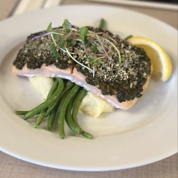 Rang’s Cocina Moderne - Sept 2023 - PESTO CRUSTED SALMON - Spanish Near Me - Las Vegas, Nevada