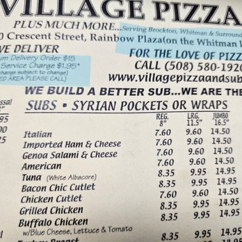 Village Pizza & Subs - the menu for the village pizza and subs - Pizza Near Me - Brockton, Massachusetts Village Pizza & Subs - the menu for the village pizza and subs - Pizza Near Me - Brockton, Massachusetts