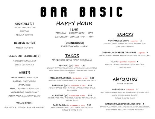 Menu photo 8 Bar Basic Brooklyn, NY