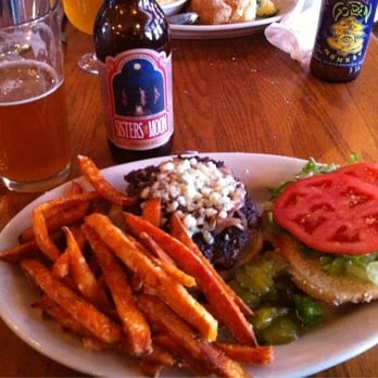 Mayfel's - Blue Ridge Burger with Sweet Potato Fries - Southern Near Me - Asheville, North Carolina