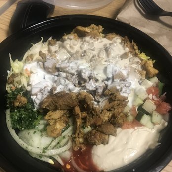 Pitamore - Chicken shawarma bowl with mostly all the toppings - Mediterranean Near Me - Baltimore, Maryland