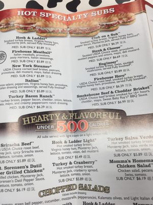 Menu photo 2 Firehouse Subs Oshkosh, WI