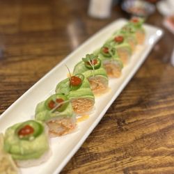 Konnichiwa - Made Bali Hunter roll (we added jalapeño and soy paper for an upcharge)