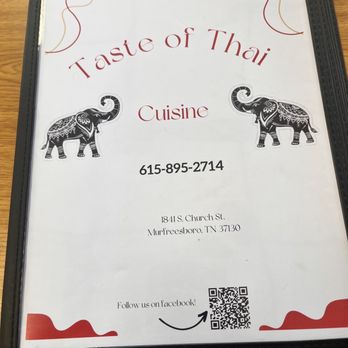 Taste of Thai - a menu for a restaurant - Thai Near Me - Murfreesboro, Tennessee Taste of Thai - a menu for a restaurant - Thai Near Me - Murfreesboro, Tennessee