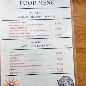 High Hops Brewery - Menu for food avail Thursday - Sunday. You can bring in your own food during other times. - Bars Near Me - Windsor, Colorado