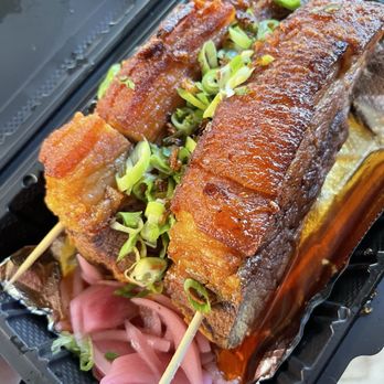 Tambayan Filipino BBQ & Grill - 2 Piece Hot Honey Lechon Kawali Sticks - Filipino Near Me - Spring Valley, California Tambayan Filipino BBQ & Grill - 2 Piece Hot Honey Lechon Kawali Sticks - Filipino Near Me - Spring Valley, California