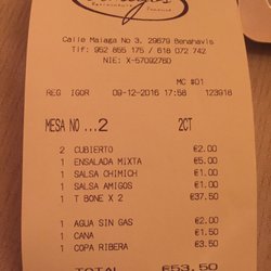 Amigos Parrilla - Bill for two