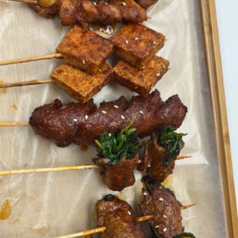 Gutian Fried Skewers - Chicken cartilage, fried tofu, pineapple sausage, beef n cilantro, mushroom - Chinese Near Me - Seattle, Washington Gutian Fried Skewers - Chicken cartilage, fried tofu, pineapple sausage, beef n cilantro, mushroom - Chinese Near Me - Seattle, Washington