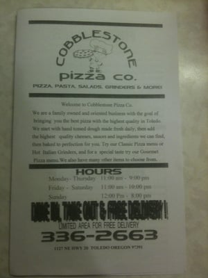 Menu photo 4 Cobblestone Pizza Toledo, OR
