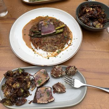 Mai-Tiki Restaurant - Seared Tuna with Brussels and red potatoes. - New American Near Me - Stuart, Florida