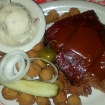 Mesquite Pit - Two-meat plate: ribs and chopped brisket. - Barbeque Near Me - Mineral Wells, Texas Mesquite Pit - Two-meat plate: ribs and chopped brisket. - Barbeque Near Me - Mineral Wells, Texas