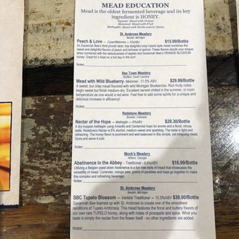 Savannah Bee Company - Mead Flight menu 6/15/19 - Cosmetics & Beauty Supply Near Me - Savannah, Georgia Savannah Bee Company - Mead Flight menu 6/15/19 - Cosmetics & Beauty Supply Near Me - Savannah, Georgia
