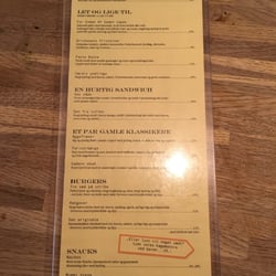 Café For Enden Af Gaden - Menuen. Klassiske café retter.