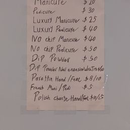 Price list @ J&X Nails