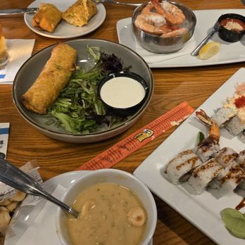 Poseidon - She crab soup Chicken wing eggroll Net caught shrimp from sea of Cortez Tempura shrimp roll Island roll - Seafood Near Me - Hilton Head Island, South Carolina Poseidon - She crab soup Chicken wing eggroll Net caught shrimp from sea of Cortez Tempura shrimp roll Island roll - Seafood Near Me - Hilton Head Island, South Carolina