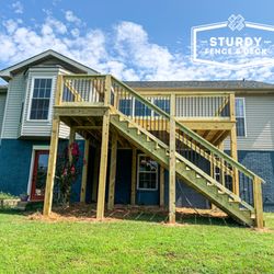 Sturdy Fence & Deck - Pressure treated wood deck with aluminum spindles