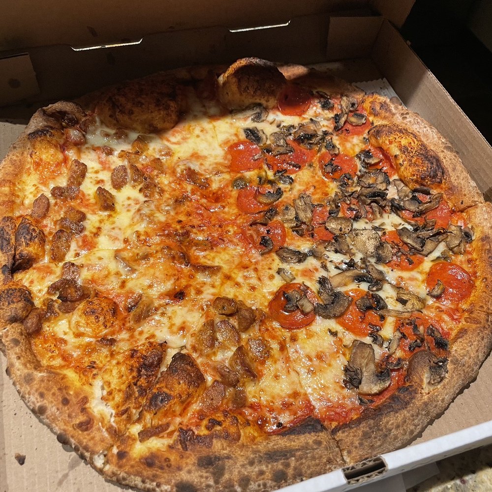 Large pizza half sausage; half mushroom and pepperoni Large pizza half sausage; half mushroom and pepperoni