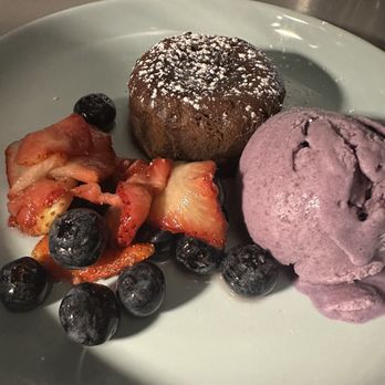Mala Ocean Tavern - Flourless chocolate cake with ube - Seafood Near Me - Lahaina, Hawaii Mala Ocean Tavern - Flourless chocolate cake with ube - Seafood Near Me - Lahaina, Hawaii