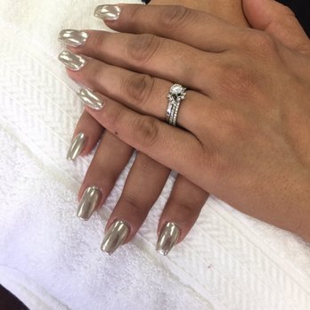 Friendly Nails and Spa - Chrome, coffin shaped nails for the win.  Made an appointment with Lee after reading all of his good reviews. - Nail Salons Near Me - La Mirada, California