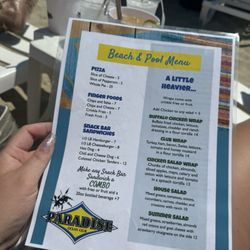 Paradise Ocean Club - Menu on beach
