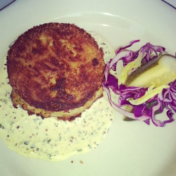 Fishing With Dynamite - All-crab crab cake with nice homemade pickles - Seafood Near Me - Manhattan Beach, California