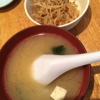 Yosaku Japanese Restaurant - Bean sprouts; miso soup that came with chirashi. - Japanese Near Me - Washington, DC, District of Columbia Yosaku Japanese Restaurant - Bean sprouts; miso soup that came with chirashi. - Japanese Near Me - Washington, DC, District of Columbia