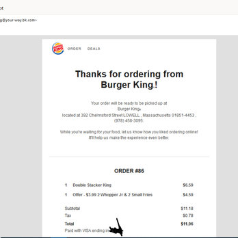 Burger King - glitched order - Burgers Near Me - Lowell, Massachusetts