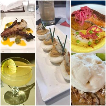 The Tilted Row - Octopus, deviled eggs, blackened salmon, apple crisp and cocktail. - Cocktail Bars Near Me - Baltimore, Maryland The Tilted Row - Octopus, deviled eggs, blackened salmon, apple crisp and cocktail. - Cocktail Bars Near Me - Baltimore, Maryland