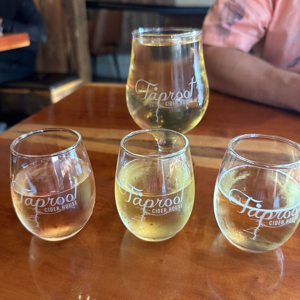 Taproot Cider House - Flight and a glass of cider - Bars Near Me - Traverse City, Michigan