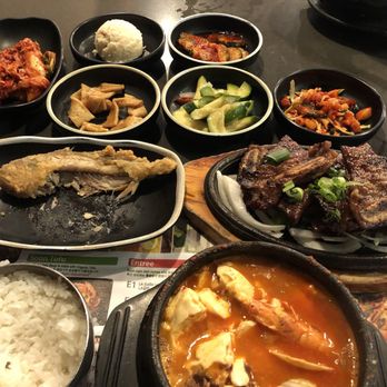 BCD Tofu House - I ate some of the side dishes before taking the picture but I ate all this by myself lol - Korean Near Me - Artesia, California BCD Tofu House - I ate some of the side dishes before taking the picture but I ate all this by myself lol - Korean Near Me - Artesia, California