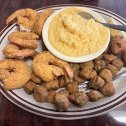 Big Mike’s - Shrimp, okra, cheese grits