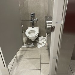 Target - Toilet paper on the floor and pee on the seat.