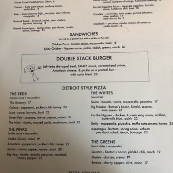 Emily - Menu - Pizza Near Me - New York, New York